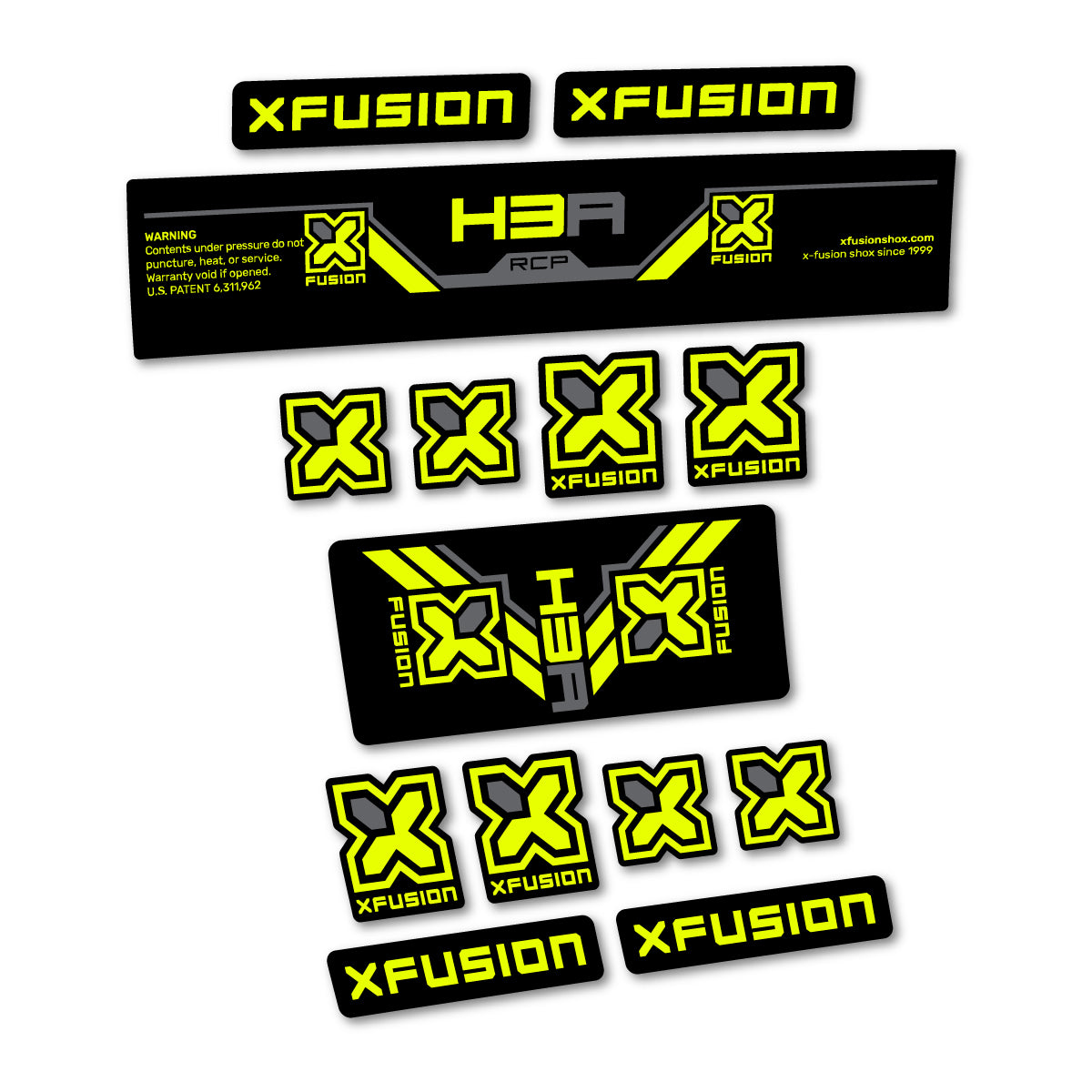 Neon Yellow decal for Xfusion H3A RCP 2026 rear shock – bike sticker vinyl