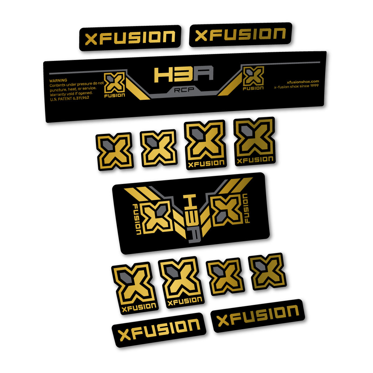 Stickers compatibles Xfusion H3A RCP 2026 pour amortisseur – autocollants vinyle - Or