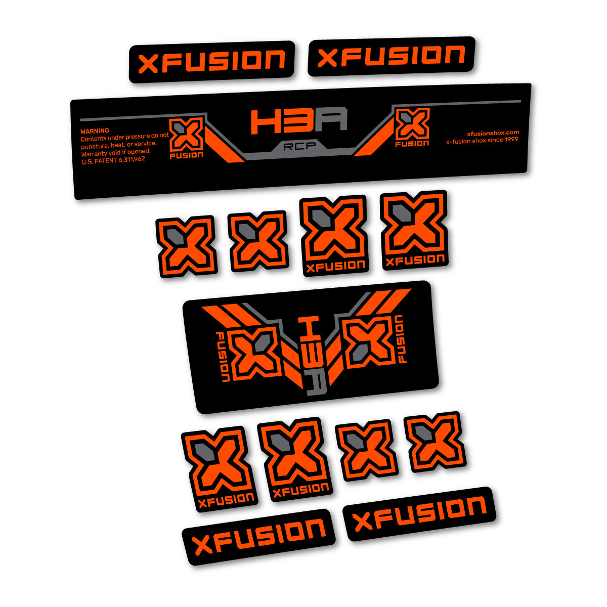 Stickers compatibles Xfusion H3A RCP 2026 pour amortisseur – autocollants vinyle - Orange Fluo