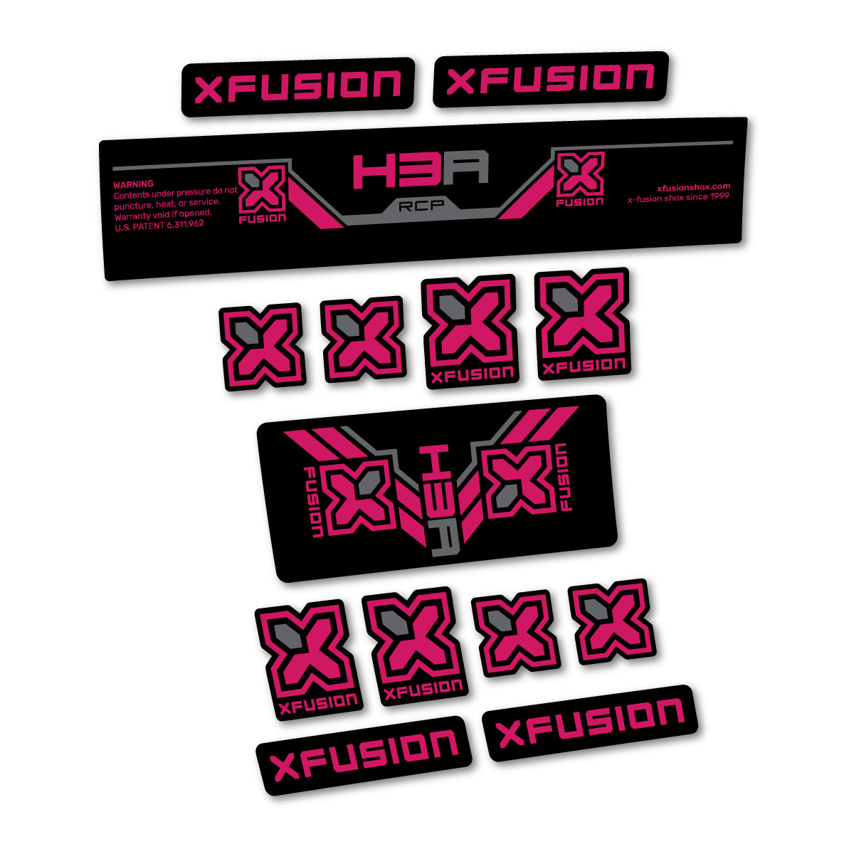 Stickers compatibles Xfusion H3A RCP 2026 pour amortisseur – autocollants vinyle - Rose Foncé
