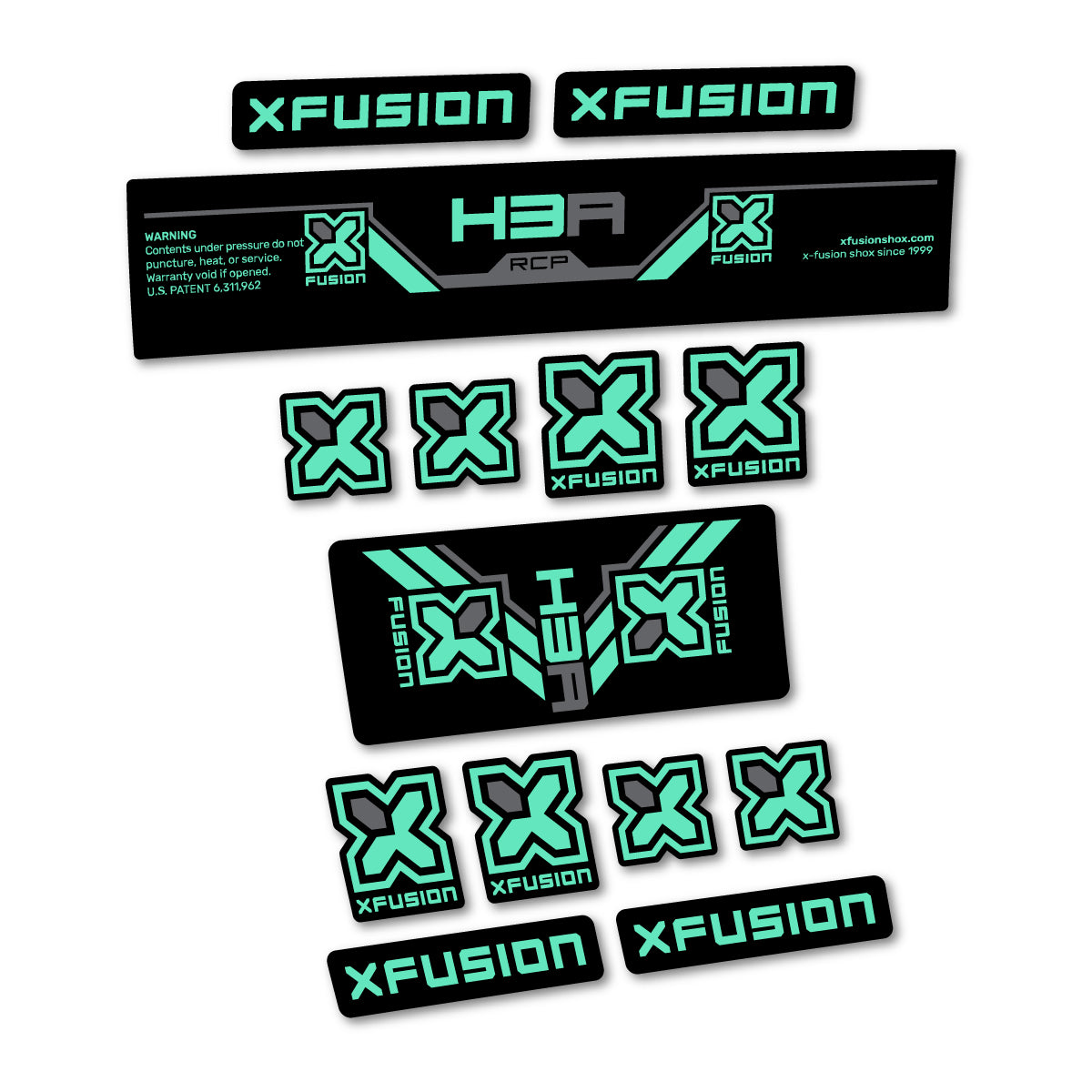 Stickers compatibles Xfusion H3A RCP 2026 pour amortisseur – autocollants vinyle - Vert Menthe