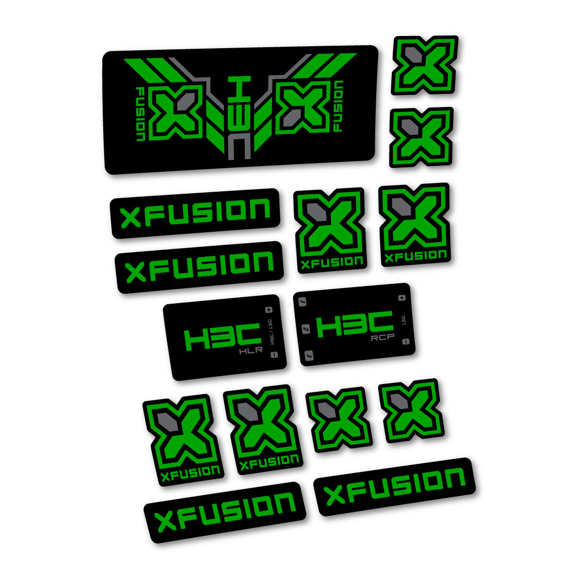 Green decal for Xfusion H3C RCP HLR 2026 rear shock – bike sticker vinyl