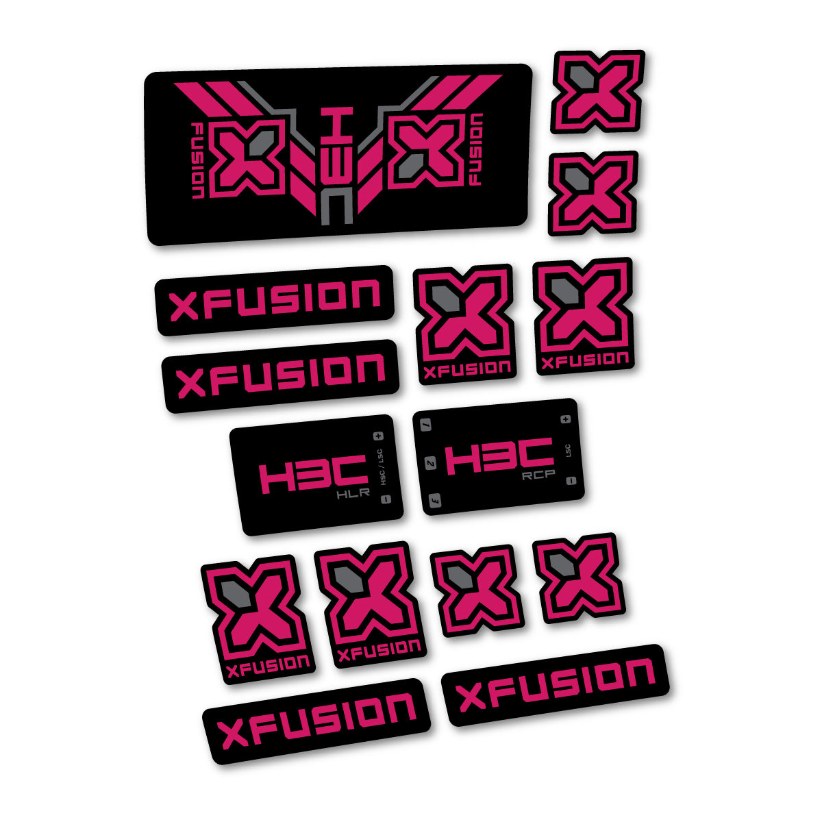 Stickers compatibles Xfusion H3C RCP HLR 2026 pour amortisseur – autocollants vinyle - Rose Foncé