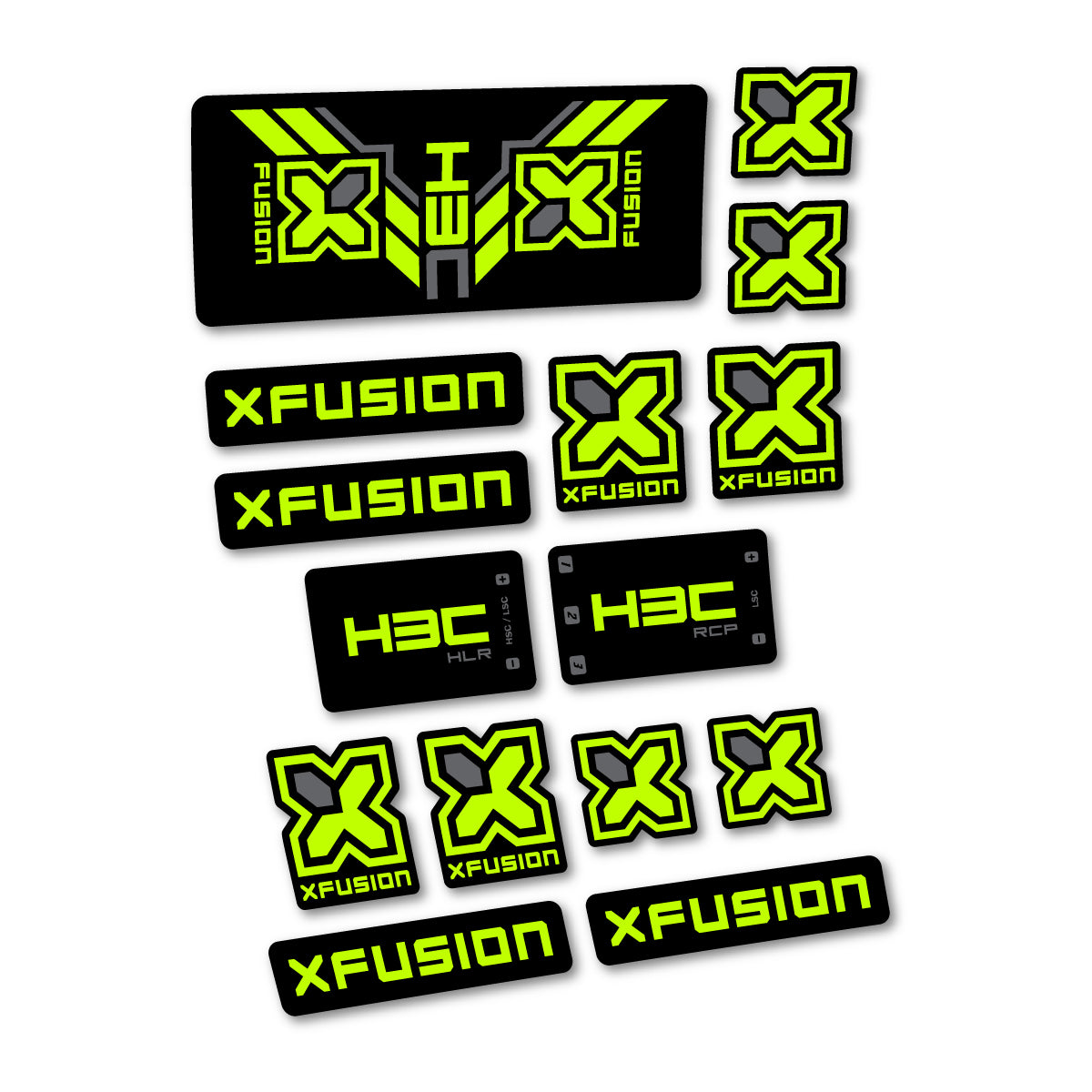 Stickers compatibles Xfusion H3C RCP HLR 2026 pour amortisseur – autocollants vinyle - Vert Lime Fluo