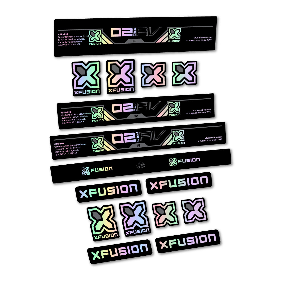 Stickers compatibles Xfusion O2 Pro R 2026 pour amortisseur – autocollants vinyle - Holographique