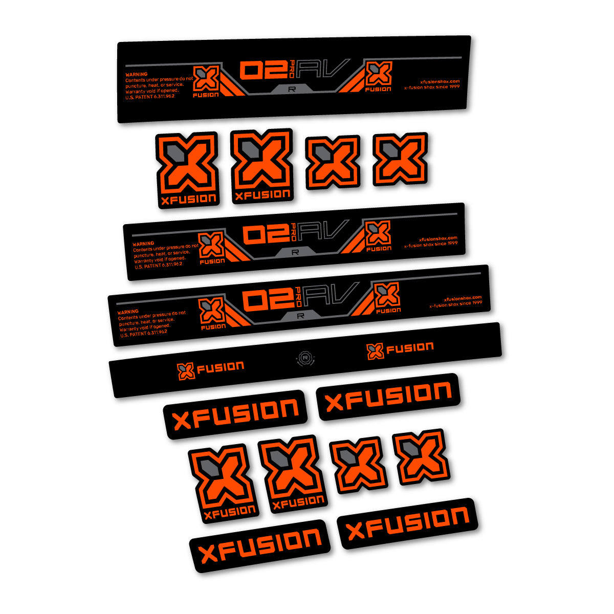 Stickers compatibles Xfusion O2 Pro R 2026 pour amortisseur – autocollants vinyle - Orange Fluo