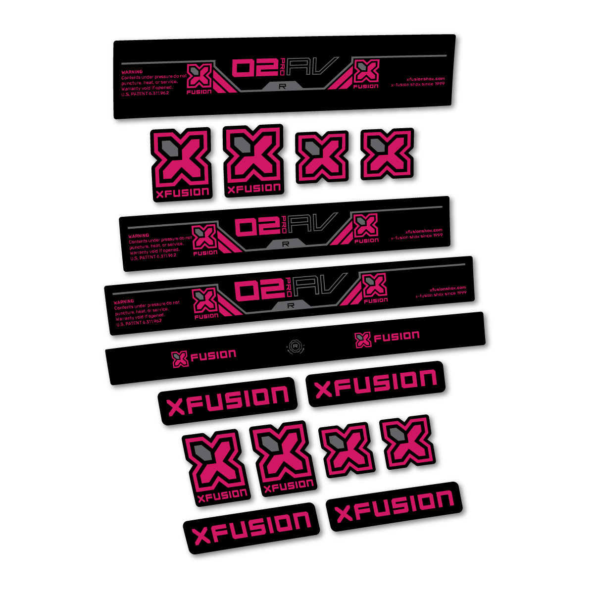 Stickers compatibles Xfusion O2 Pro R 2026 pour amortisseur – autocollants vinyle - Rose Foncé
