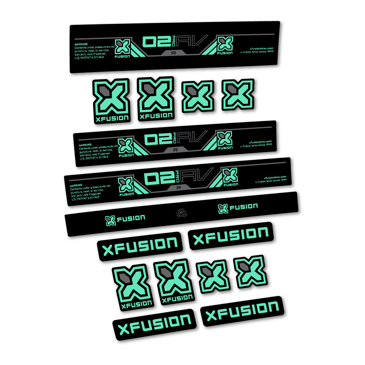 Stickers compatibles Xfusion O2 Pro R 2026 pour amortisseur – autocollants vinyle - Vert Menthe