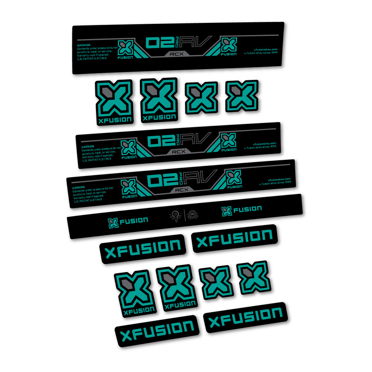 Stickers compatibles Xfusion O2 Pro RCX 2026 pour amortisseur – autocollants vinyle - Pétrole