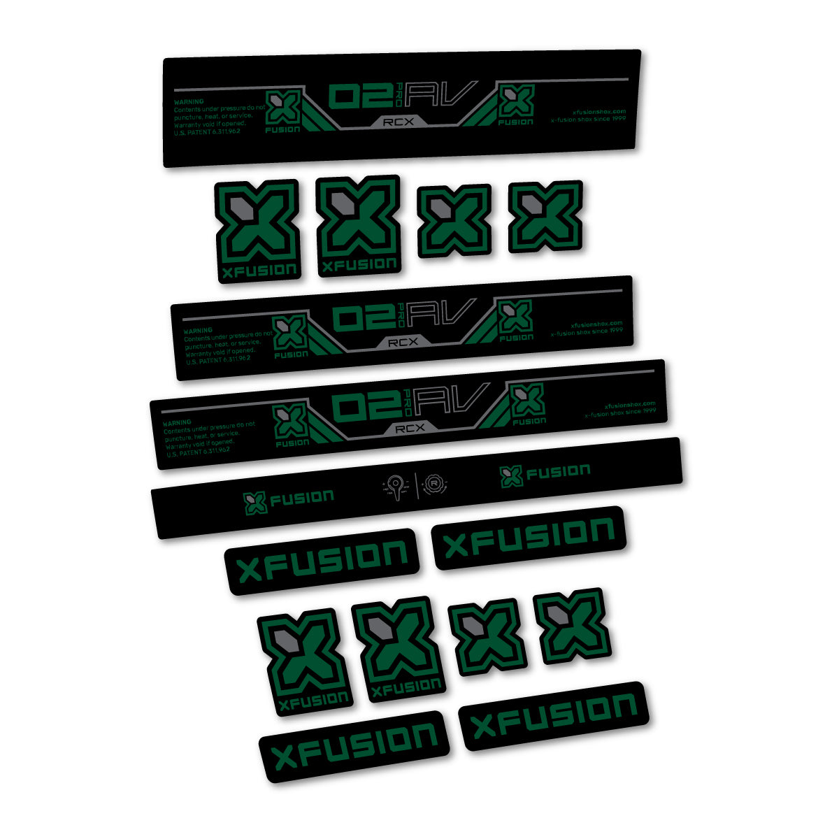 Stickers compatibles Xfusion O2 Pro RCX 2026 pour amortisseur – autocollants vinyle - Vert Foncé