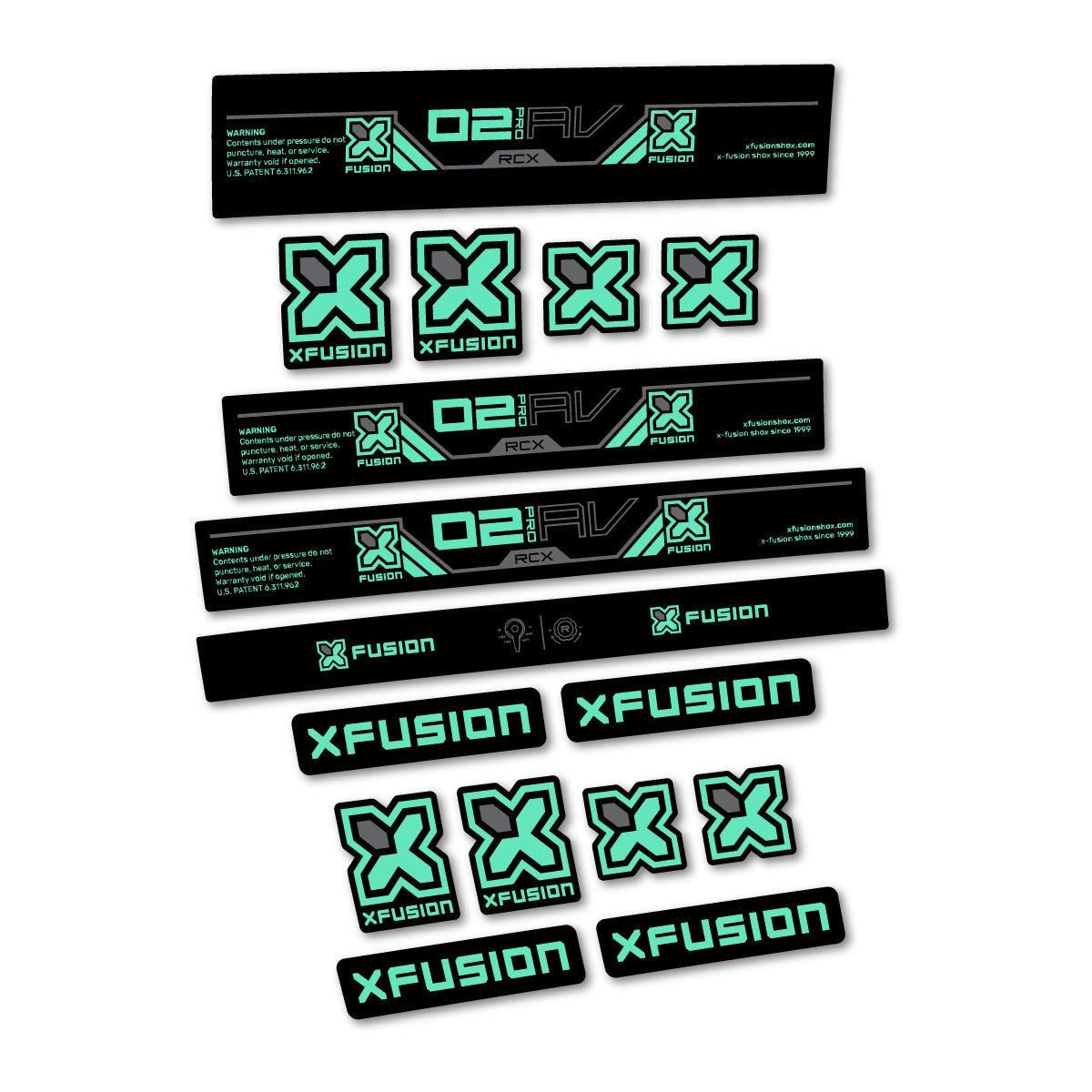 Stickers compatibles Xfusion O2 Pro RCX 2026 pour amortisseur – autocollants vinyle - Vert Menthe
