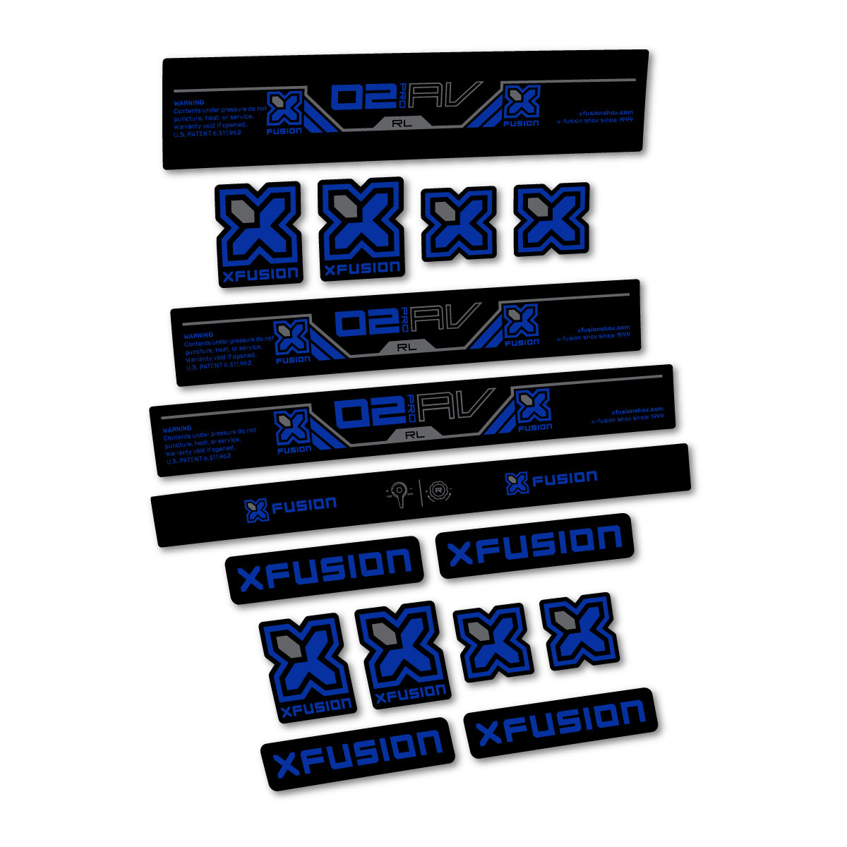Stickers compatibles Xfusion O2 Pro RL 2026 pour amortisseur – autocollants vinyle - Bleu Outremer