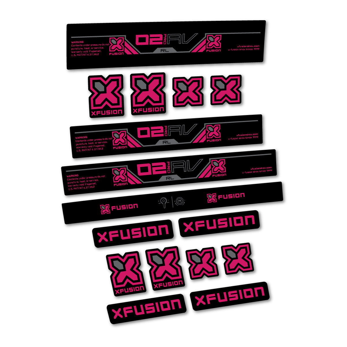 Stickers compatibles Xfusion O2 Pro RL 2026 pour amortisseur – autocollants vinyle - Rose Foncé