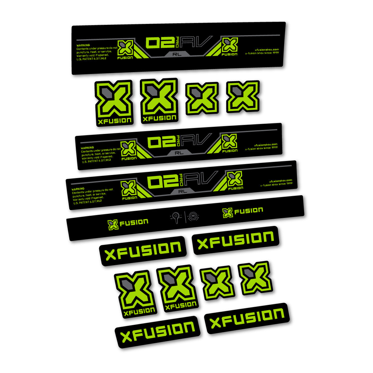 Stickers compatibles Xfusion O2 Pro RL 2026 pour amortisseur – autocollants vinyle - Vert Citron