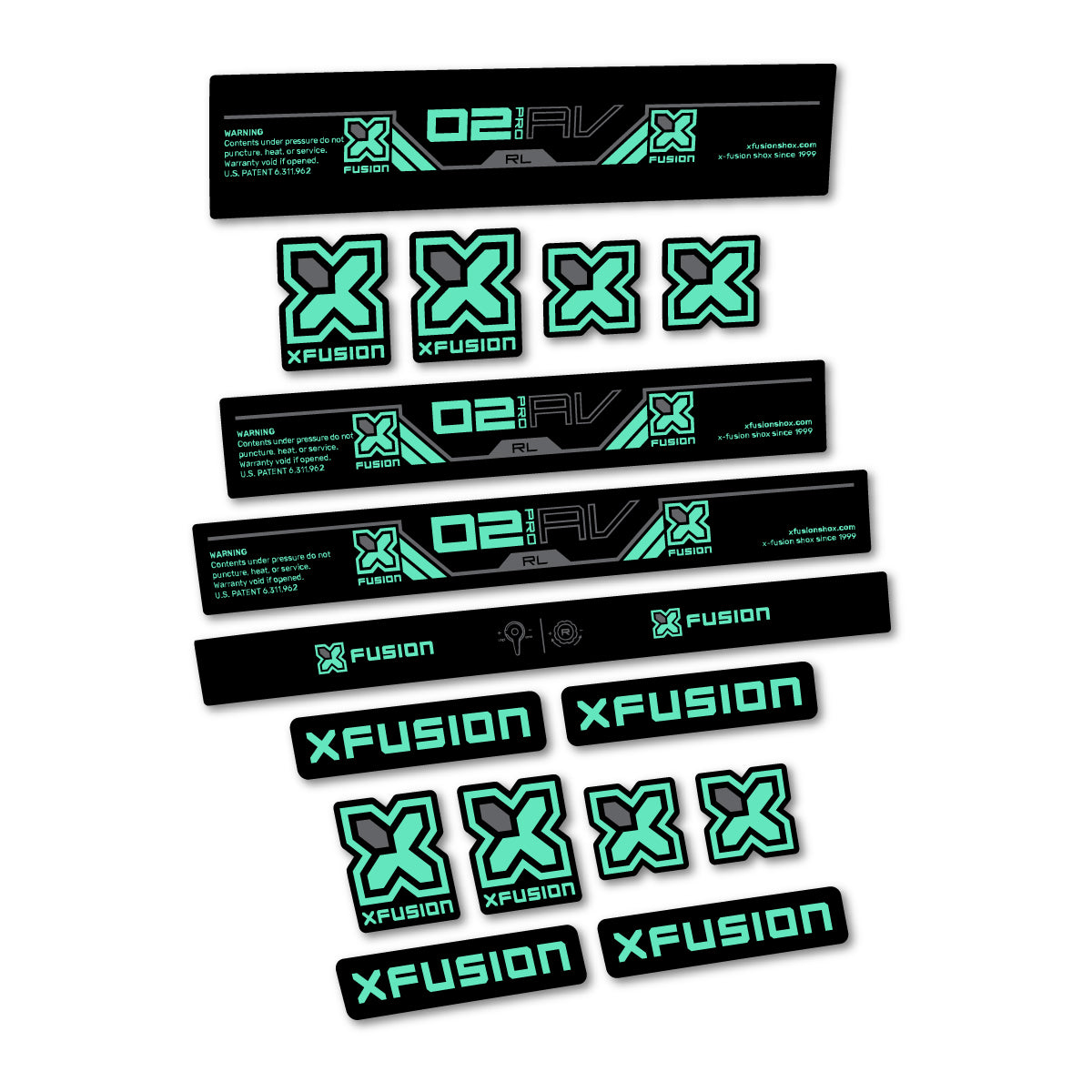 Stickers compatibles Xfusion O2 Pro RL 2026 pour amortisseur – autocollants vinyle - Vert Menthe