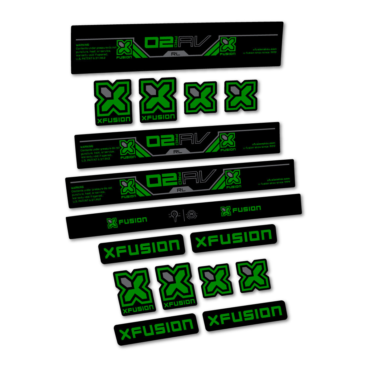 Stickers compatibles Xfusion O2 Pro RL 2026 pour amortisseur – autocollants vinyle - Vert Moyen