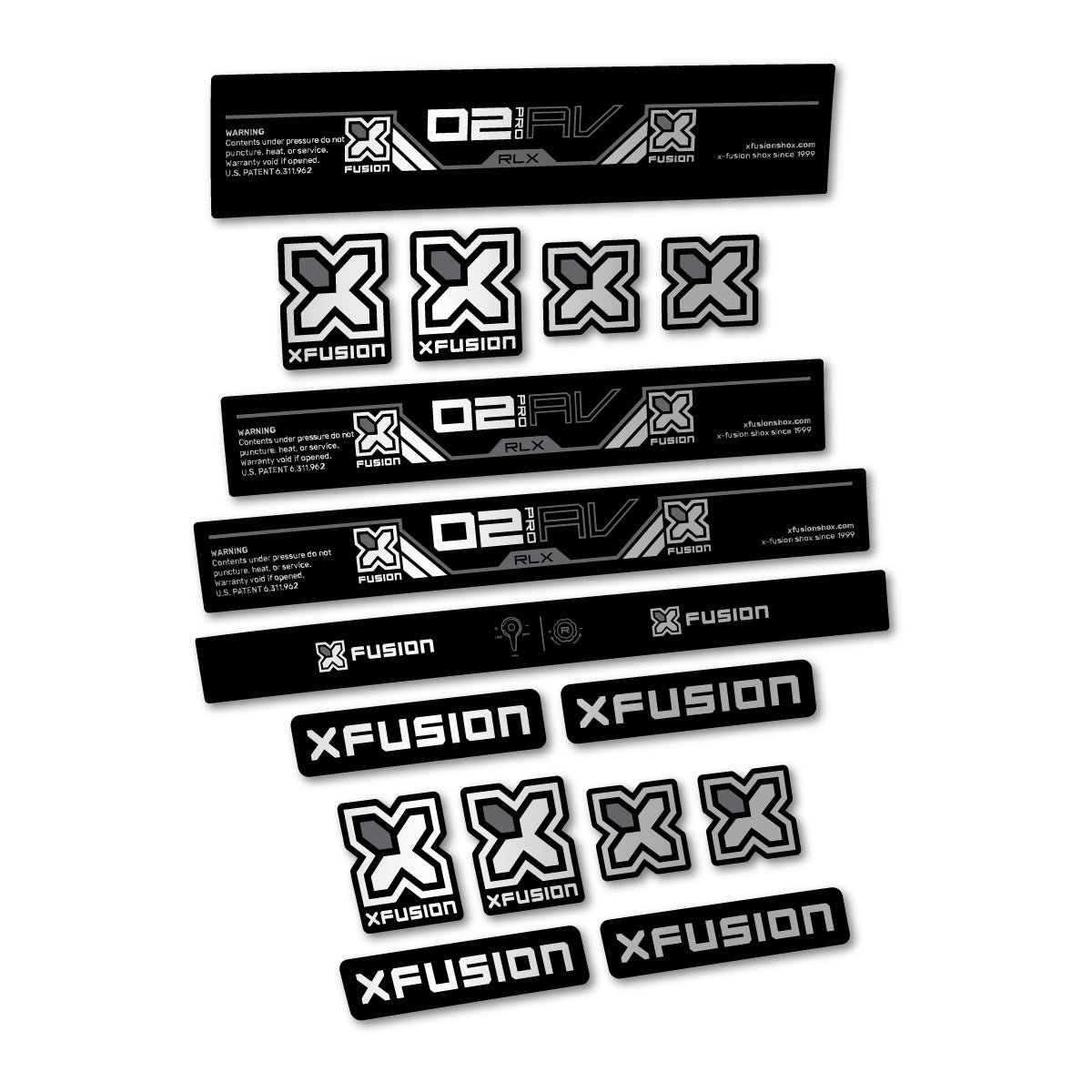 Stickers compatibles Xfusion O2 Pro RLX 2026 pour amortisseur – autocollants vinyle - Argent
