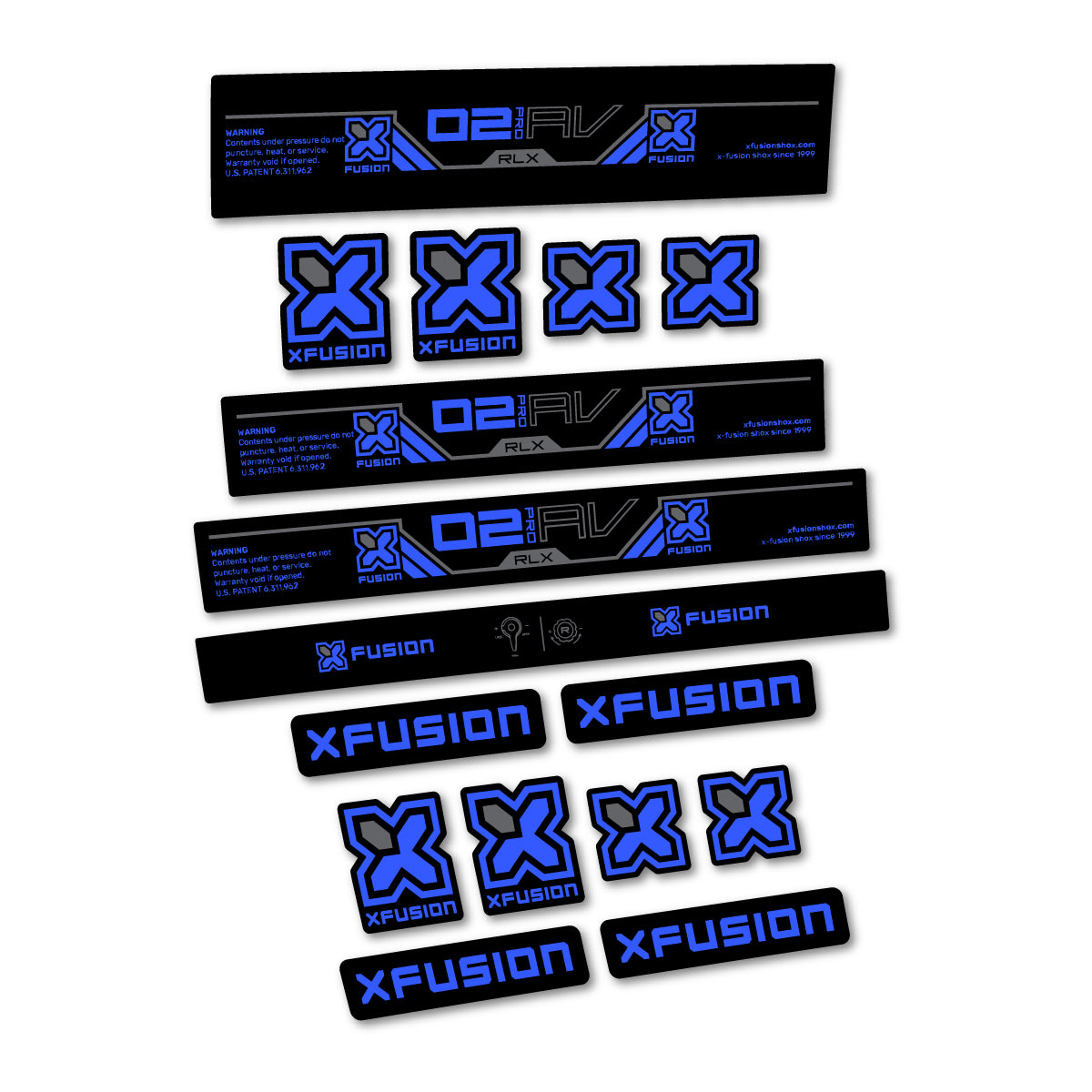 Stickers compatibles Xfusion O2 Pro RLX 2026 pour amortisseur – autocollants vinyle - Bleu