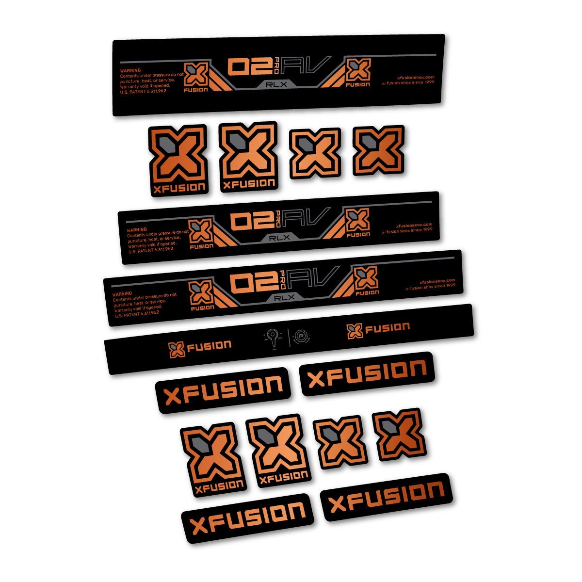 Stickers compatibles Xfusion O2 Pro RLX 2026 pour amortisseur – autocollants vinyle - Bronze