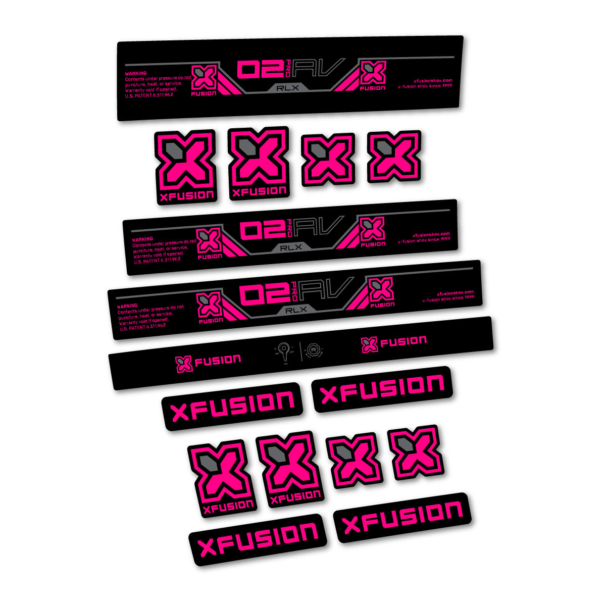 Stickers compatibles Xfusion O2 Pro RLX 2026 pour amortisseur – autocollants vinyle - Fuchsia
