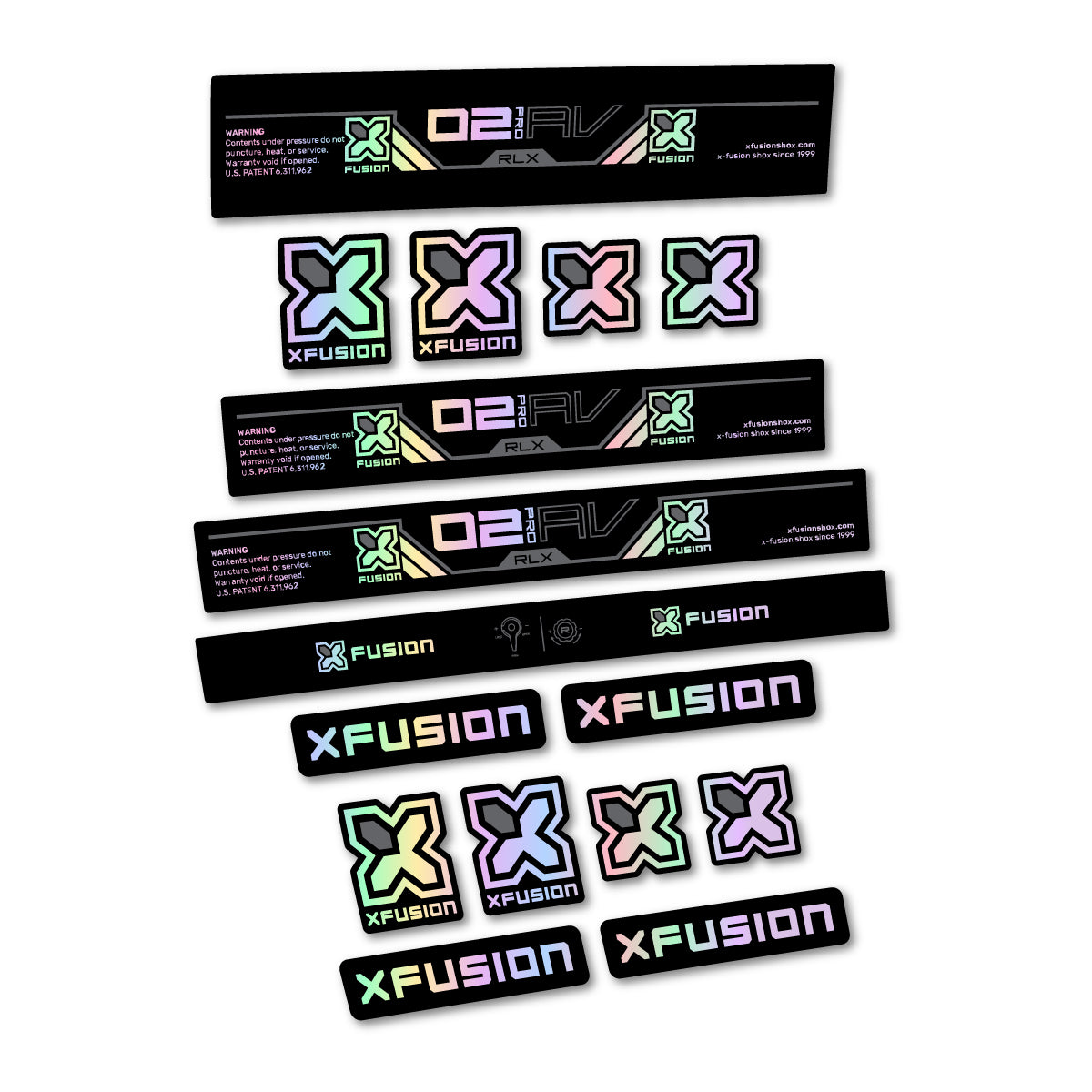 Stickers compatibles Xfusion O2 Pro RLX 2026 pour amortisseur – autocollants vinyle - Holographique
