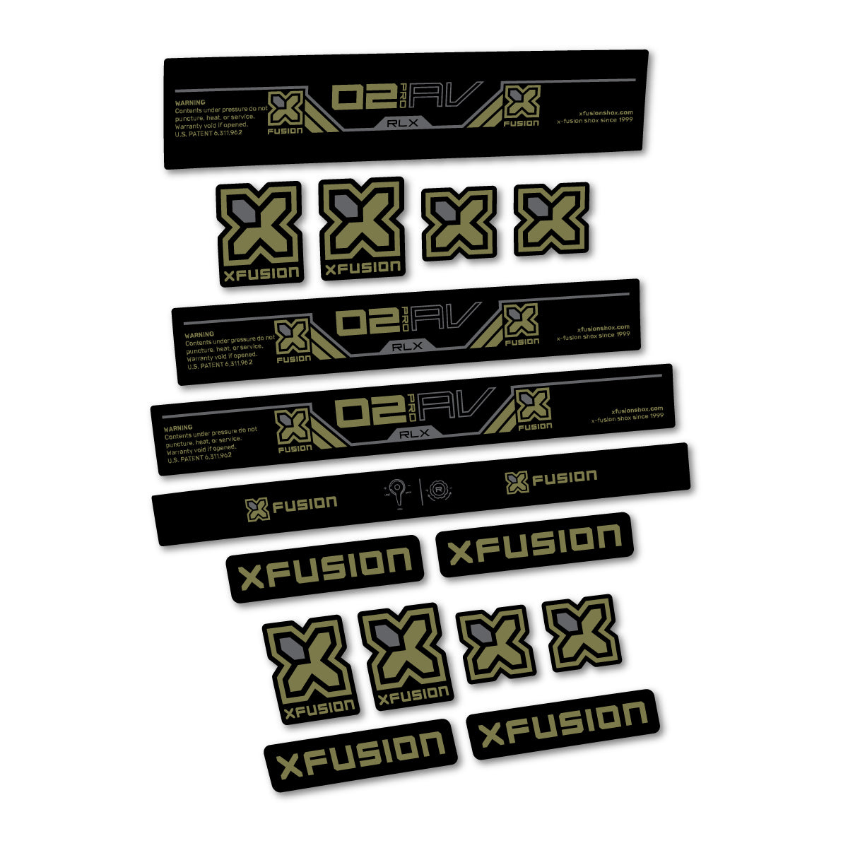 Stickers compatibles Xfusion O2 Pro RLX 2026 pour amortisseur – autocollants vinyle - Kaki