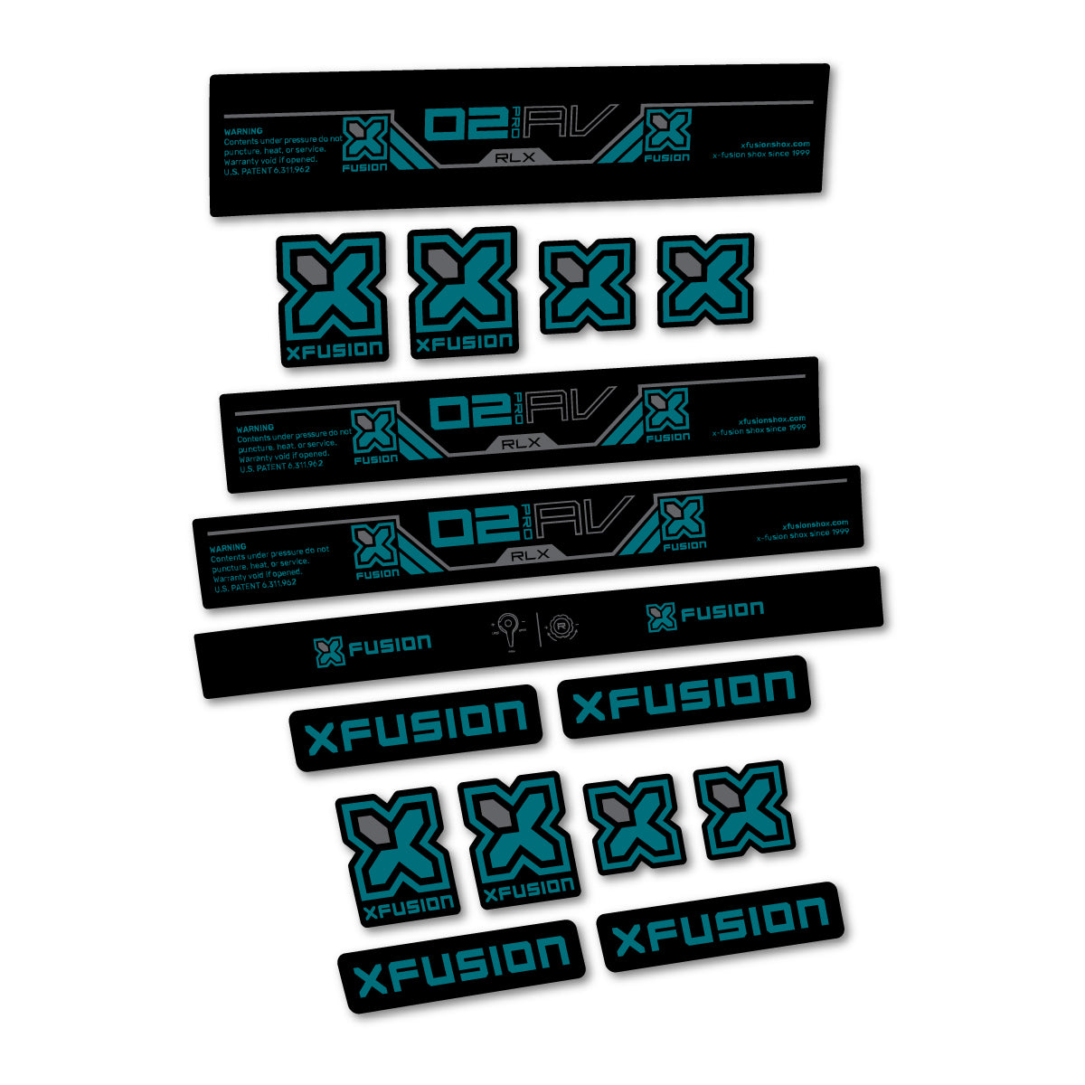 Stickers compatibles Xfusion O2 Pro RLX 2026 pour amortisseur – autocollants vinyle - Pétrole Foncé