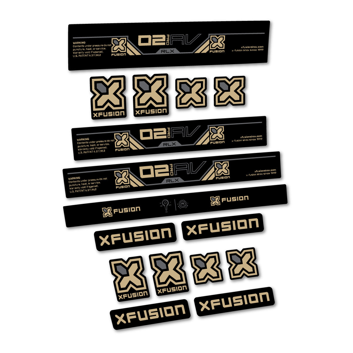 Stickers compatibles Xfusion O2 Pro RLX 2026 pour amortisseur – autocollants vinyle - Sable