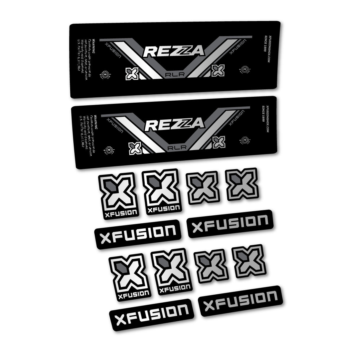 Stickers compatibles Xfusion Rezza RLR 2026 pour amortisseur – autocollants vinyle - Argent