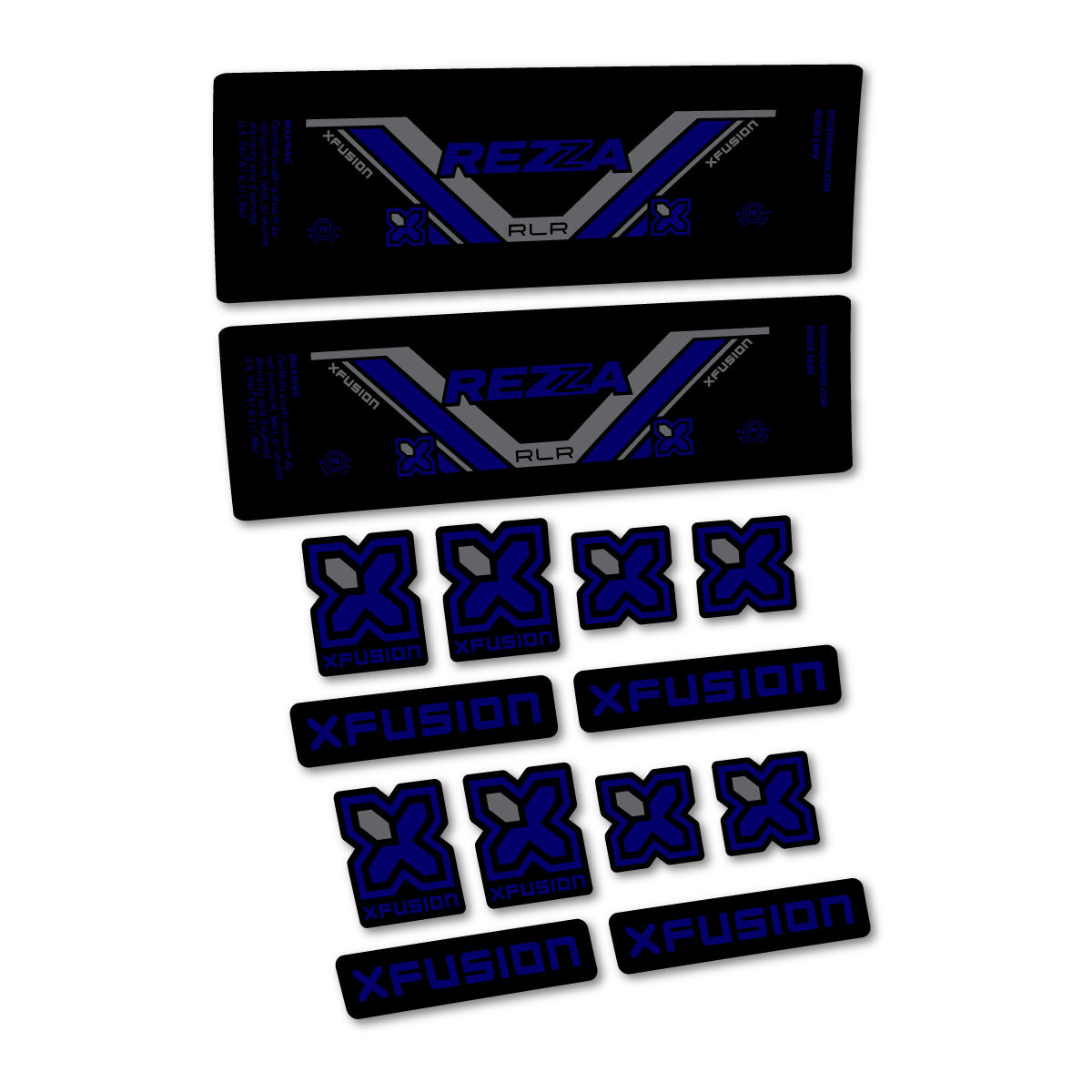 Stickers compatibles Xfusion Rezza RLR 2026 pour amortisseur – autocollants vinyle - Bleu Scandinave