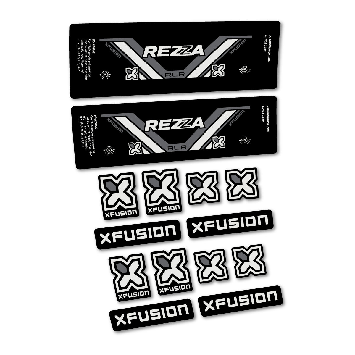 Stickers compatibles Xfusion Rezza RLR 2026 pour amortisseur – autocollants vinyle - Gris Perle