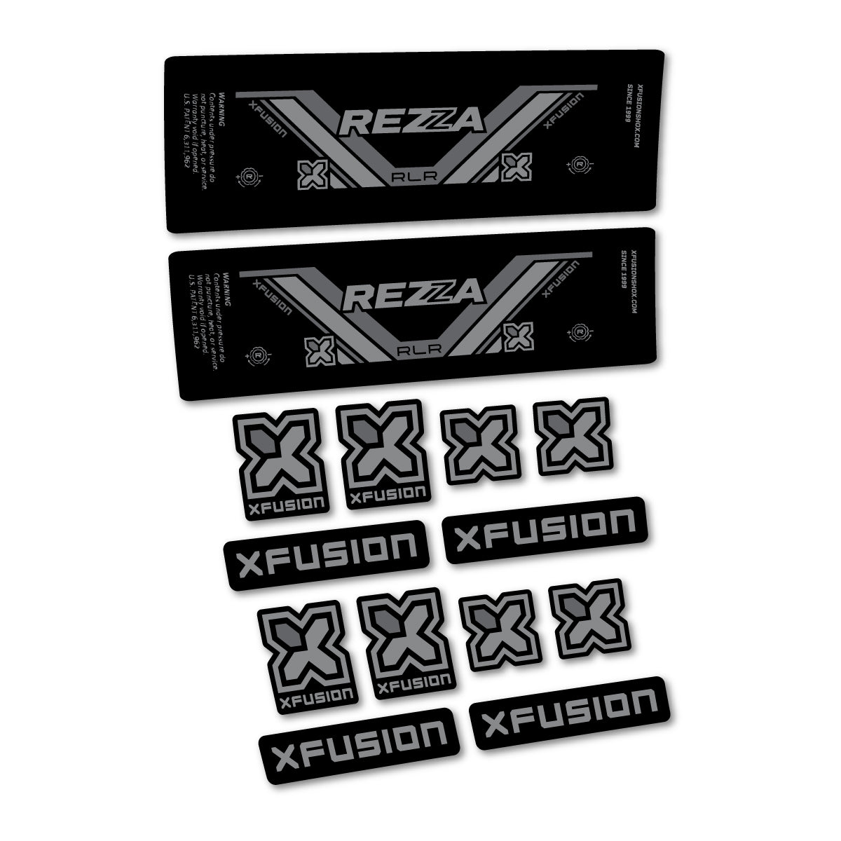Stickers compatibles Xfusion Rezza RLR 2026 pour amortisseur – autocollants vinyle - Gris Souris