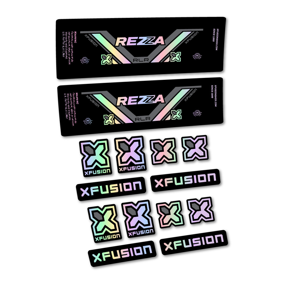 Stickers compatibles Xfusion Rezza RLR 2026 pour amortisseur – autocollants vinyle - Holographique