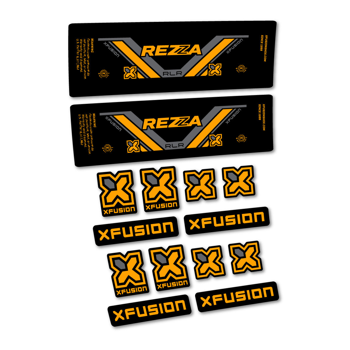 Stickers compatibles Xfusion Rezza RLR 2026 pour amortisseur – autocollants vinyle - Jaune Orangé