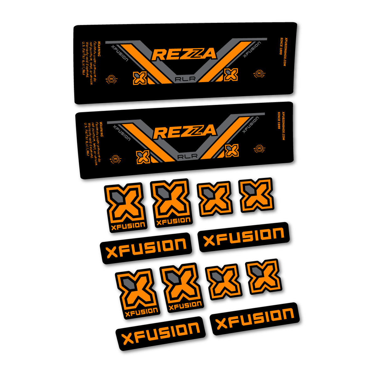 Stickers compatibles Xfusion Rezza RLR 2026 pour amortisseur – autocollants vinyle - Jaune Safran