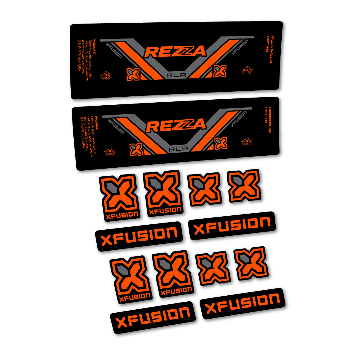 Stickers compatibles Xfusion Rezza RLR 2026 pour amortisseur – autocollants vinyle - Orange