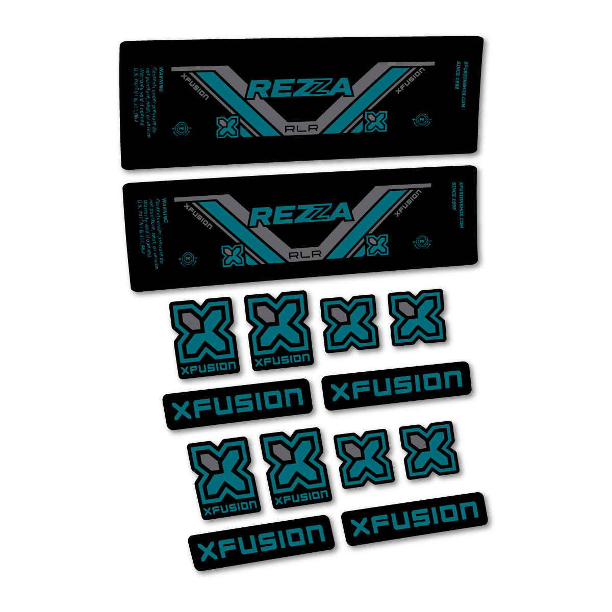 Stickers compatibles Xfusion Rezza RLR 2026 pour amortisseur – autocollants vinyle - Pétrole Foncé