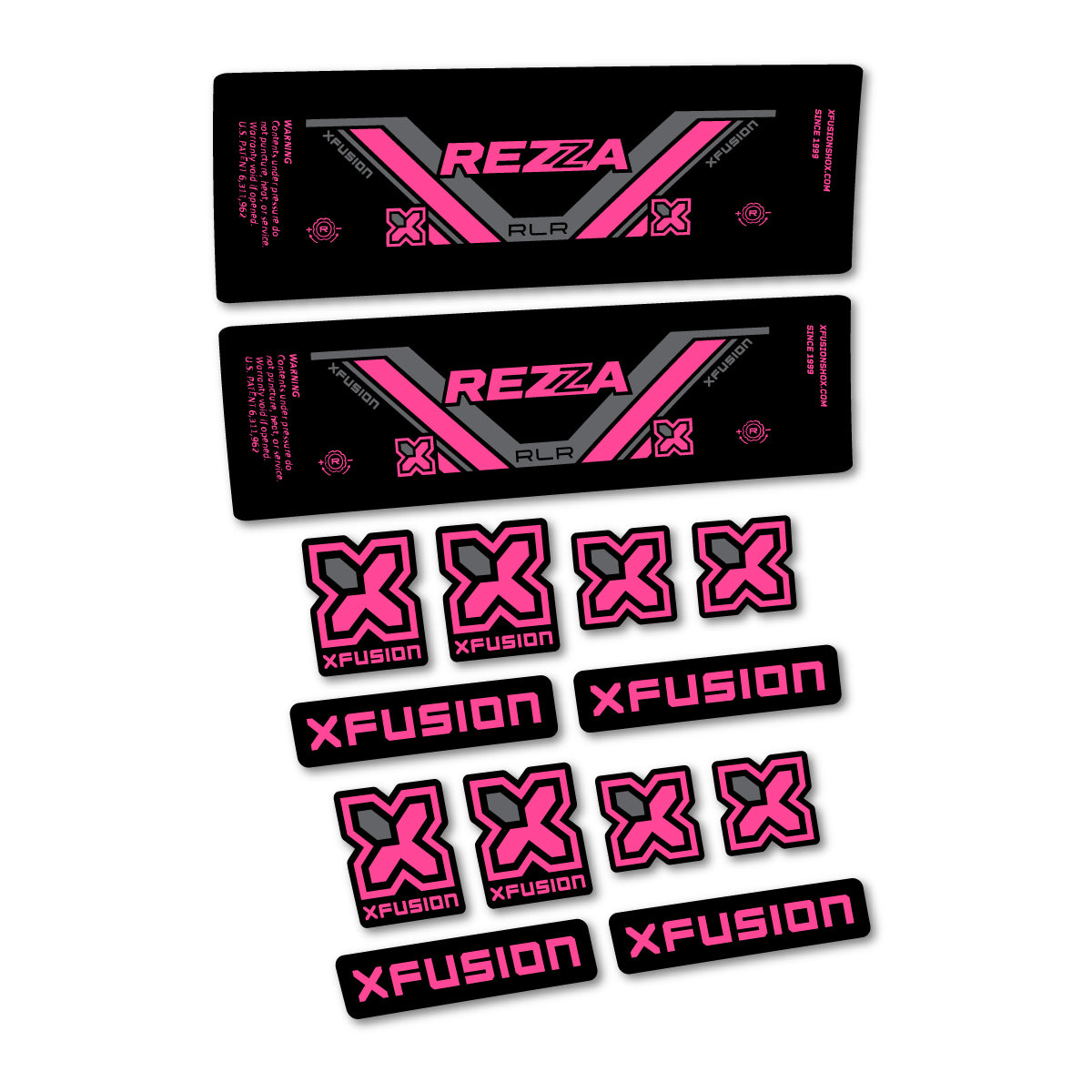 Stickers compatibles Xfusion Rezza RLR 2026 pour amortisseur – autocollants vinyle - Rose Bonbon
