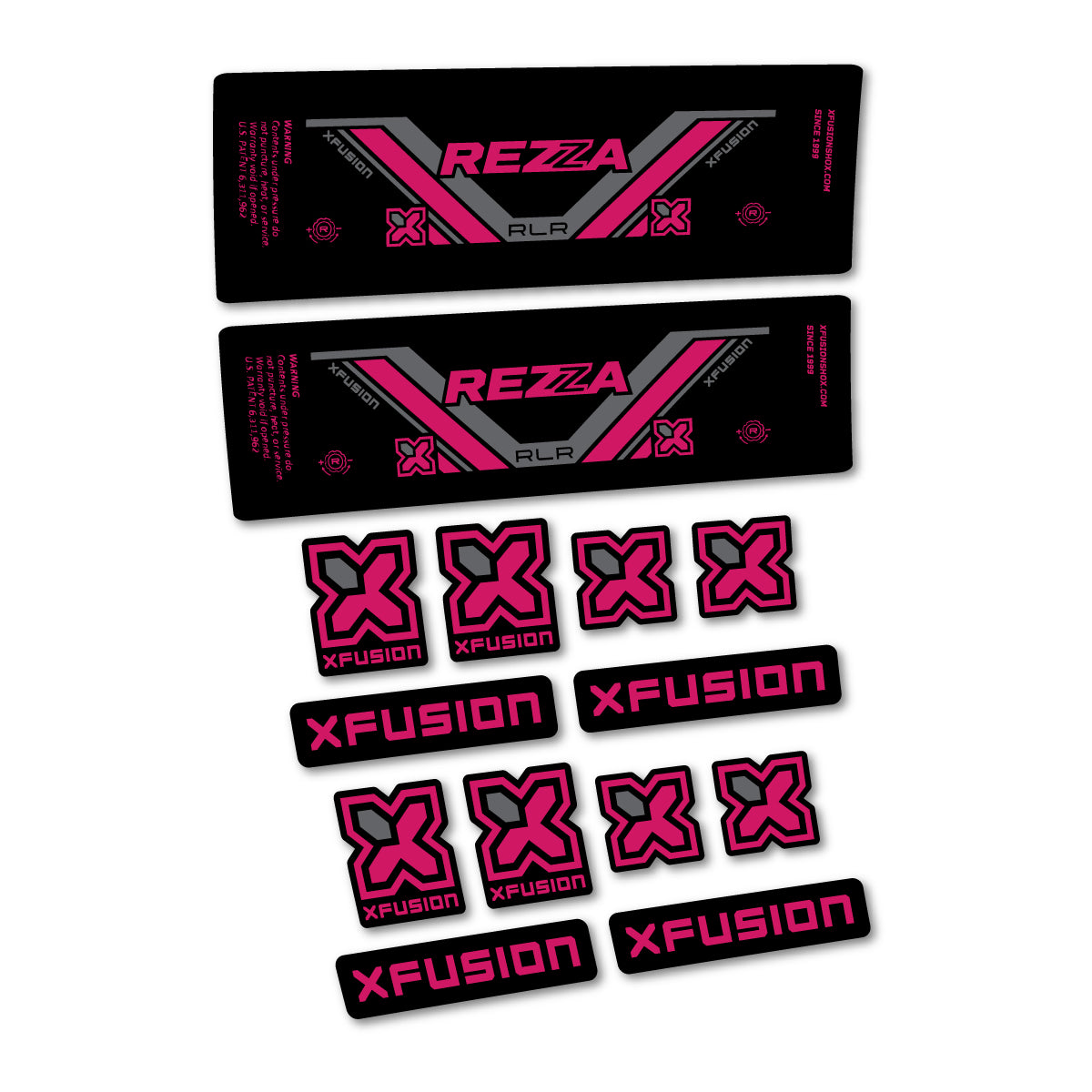 Stickers compatibles Xfusion Rezza RLR 2026 pour amortisseur – autocollants vinyle - Rose Foncé
