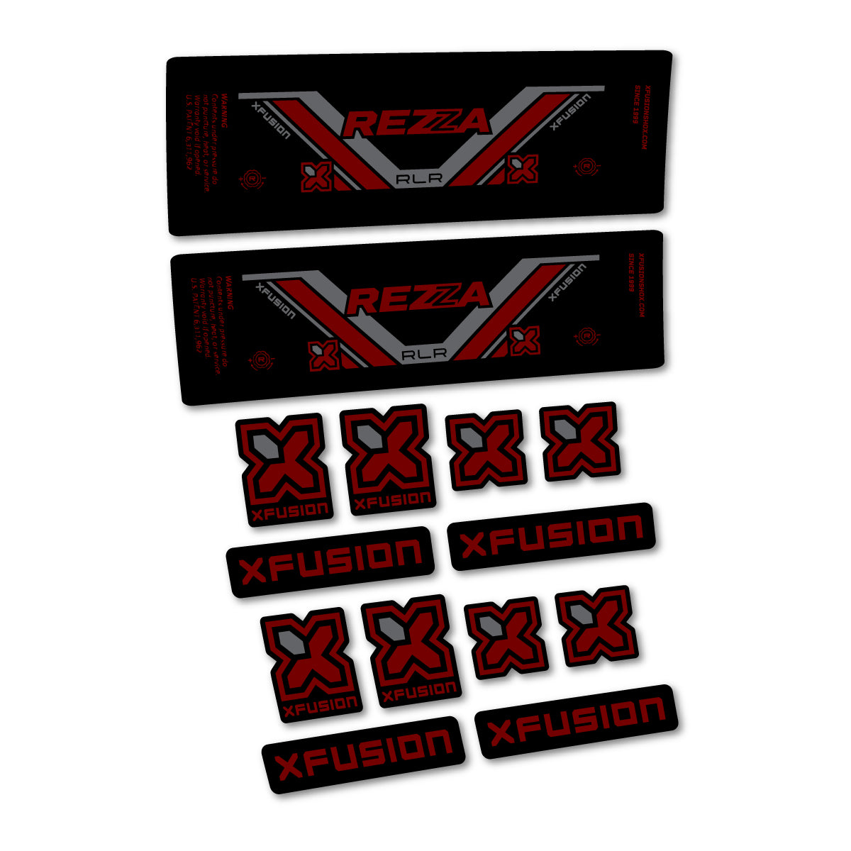 Stickers compatibles Xfusion Rezza RLR 2026 pour amortisseur – autocollants vinyle - Rouge Bordeaux