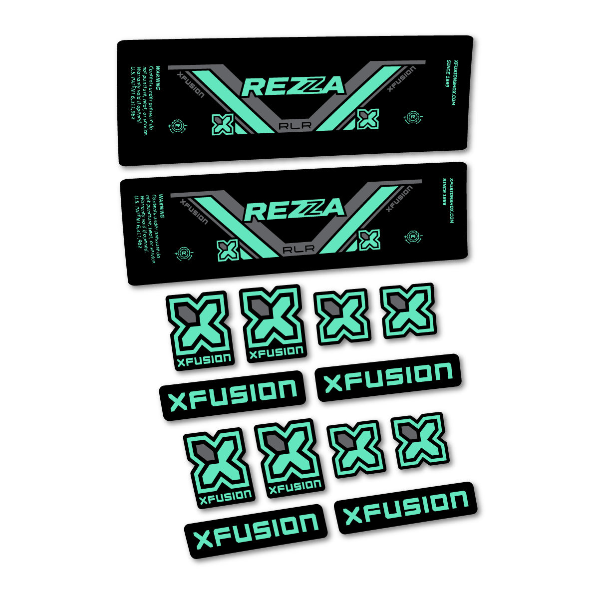 Stickers compatibles Xfusion Rezza RLR 2026 pour amortisseur – autocollants vinyle - Vert Menthe