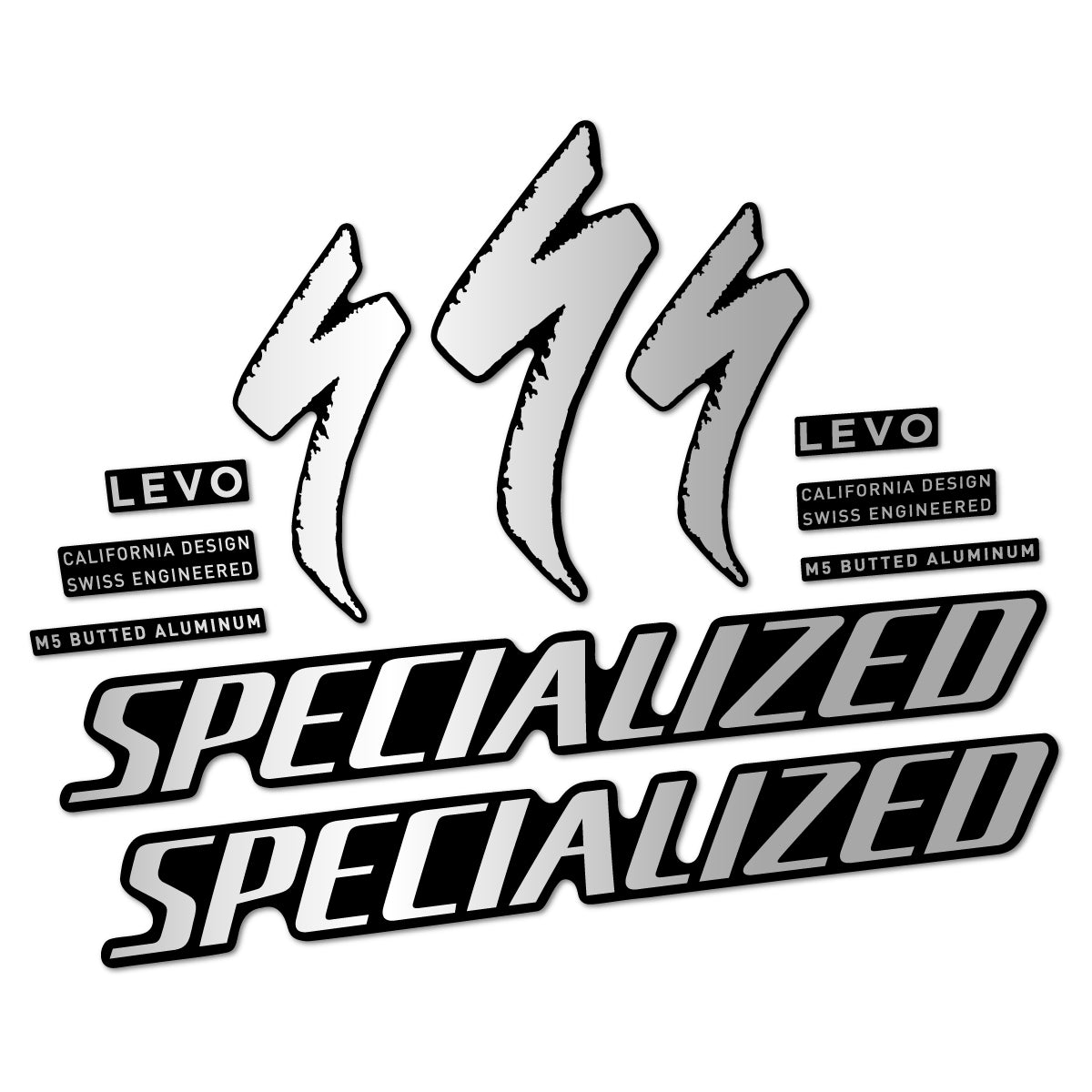 Stickers compatibles Specialized Levo Gen 4 Alloy 2025-2026 pour cadre – autocollants vinyle - Argent