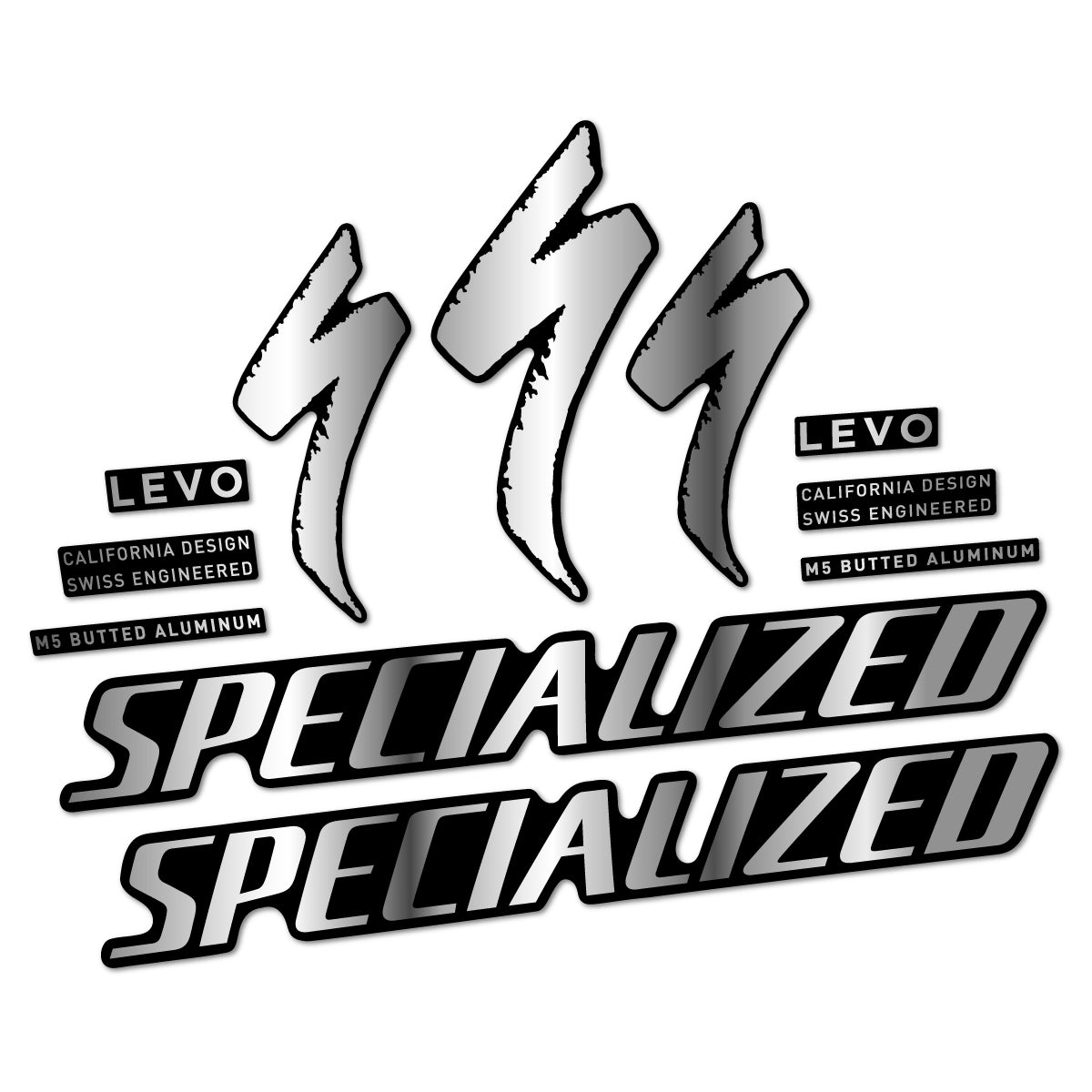 Stickers compatibles Specialized Levo Gen 4 Alloy 2025-2026 pour cadre – autocollants vinyle - Argent Chromé