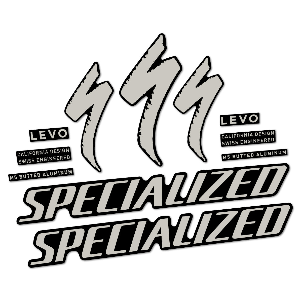 Stickers compatibles Specialized Levo Gen 4 Alloy 2025-2026 pour cadre – autocollants vinyle - Gris Pastel