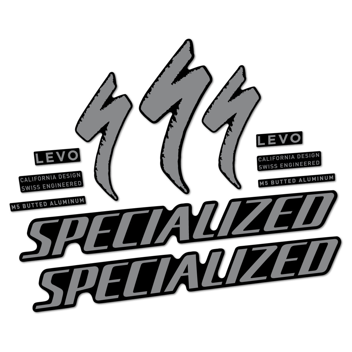 Stickers compatibles Specialized Levo Gen 4 Alloy 2025-2026 pour cadre – autocollants vinyle - Gris Souris