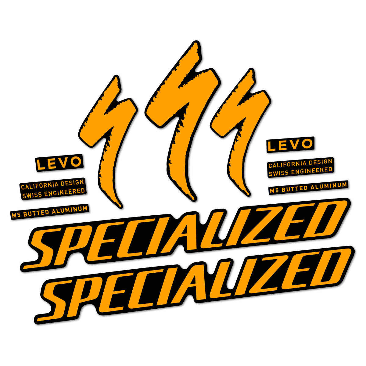 Stickers compatibles Specialized Levo Gen 4 Alloy 2025-2026 pour cadre – autocollants vinyle - Jaune Orangé