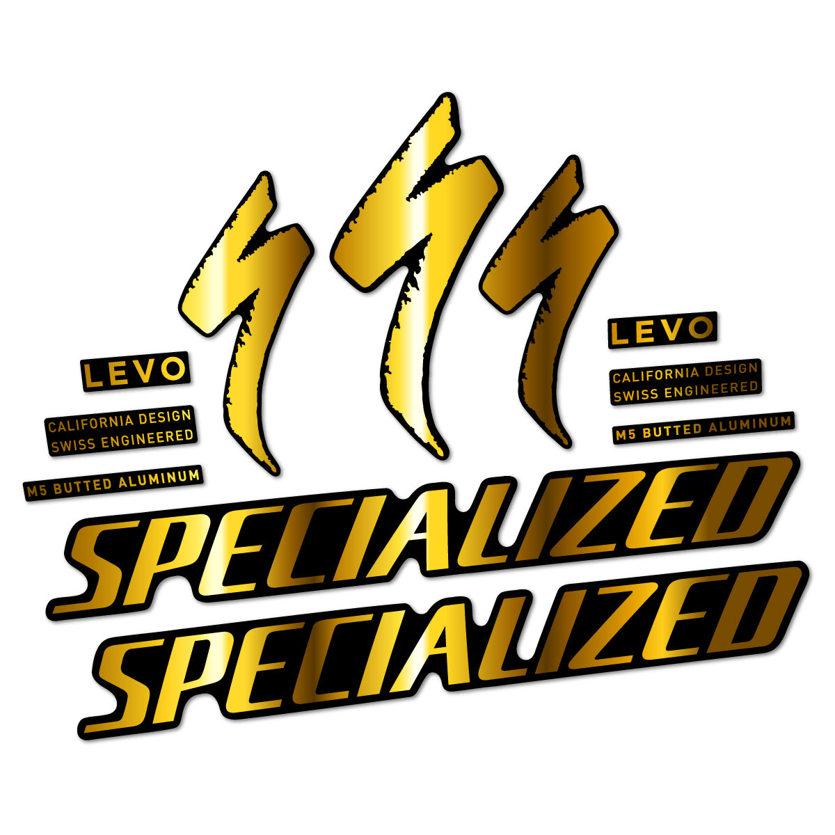 Stickers compatibles Specialized Levo Gen 4 Alloy 2025-2026 pour cadre – autocollants vinyle - Or Chromé
