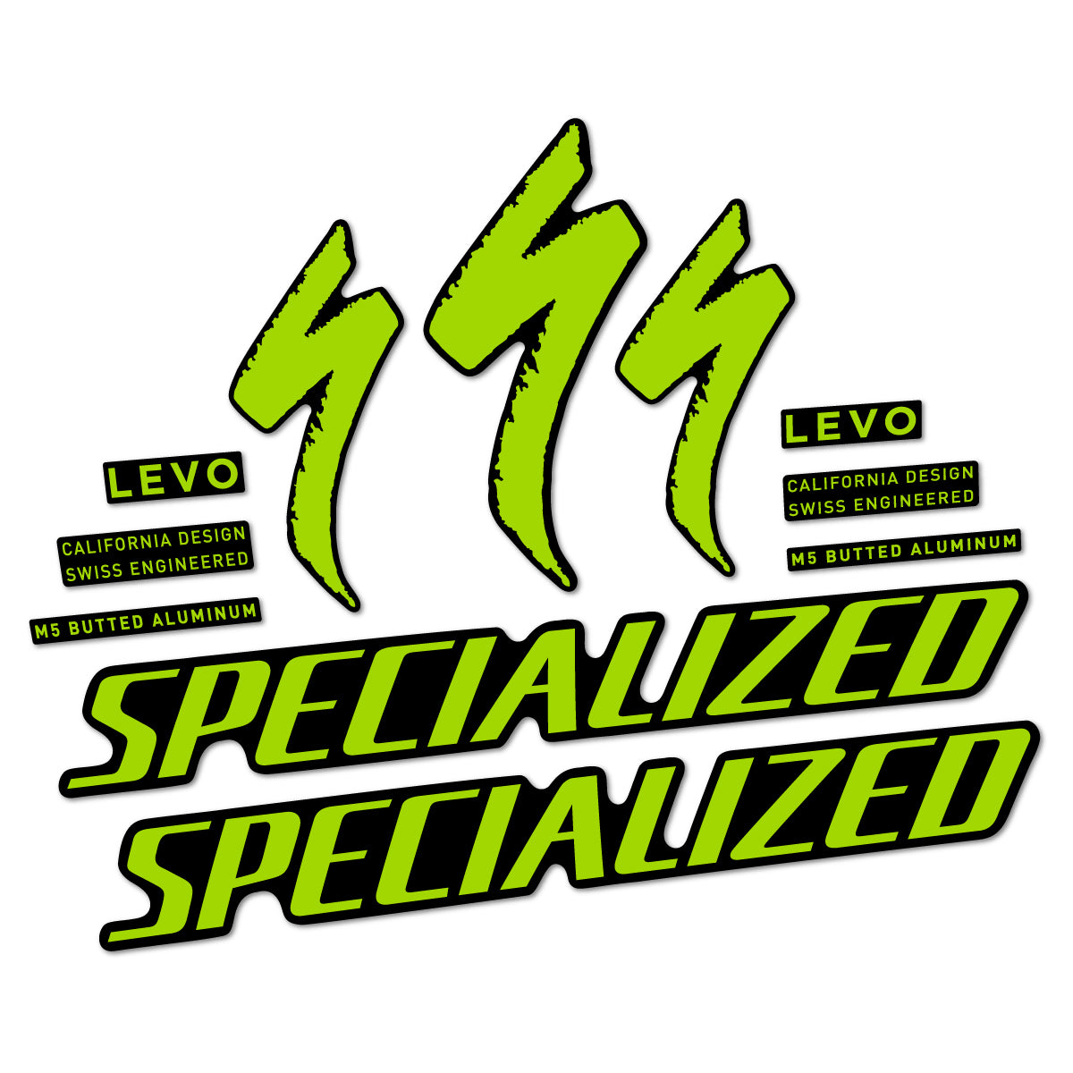 Stickers compatibles Specialized Levo Gen 4 Alloy 2025-2026 pour cadre – autocollants vinyle - Vert Citron
