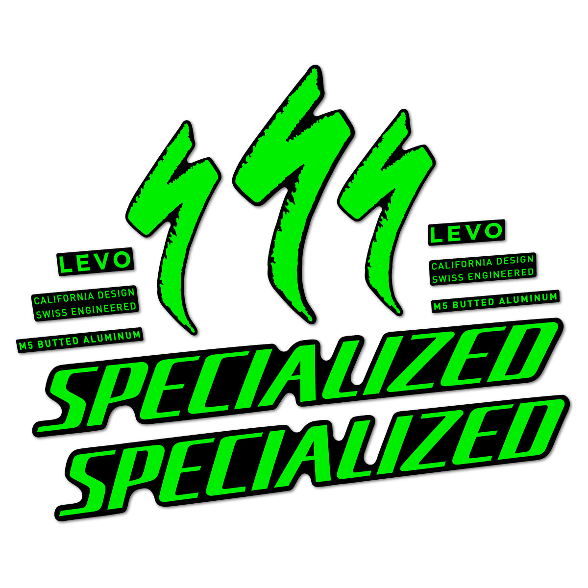 Stickers compatibles Specialized Levo Gen 4 Alloy 2025-2026 pour cadre – autocollants vinyle - Vert Fluo