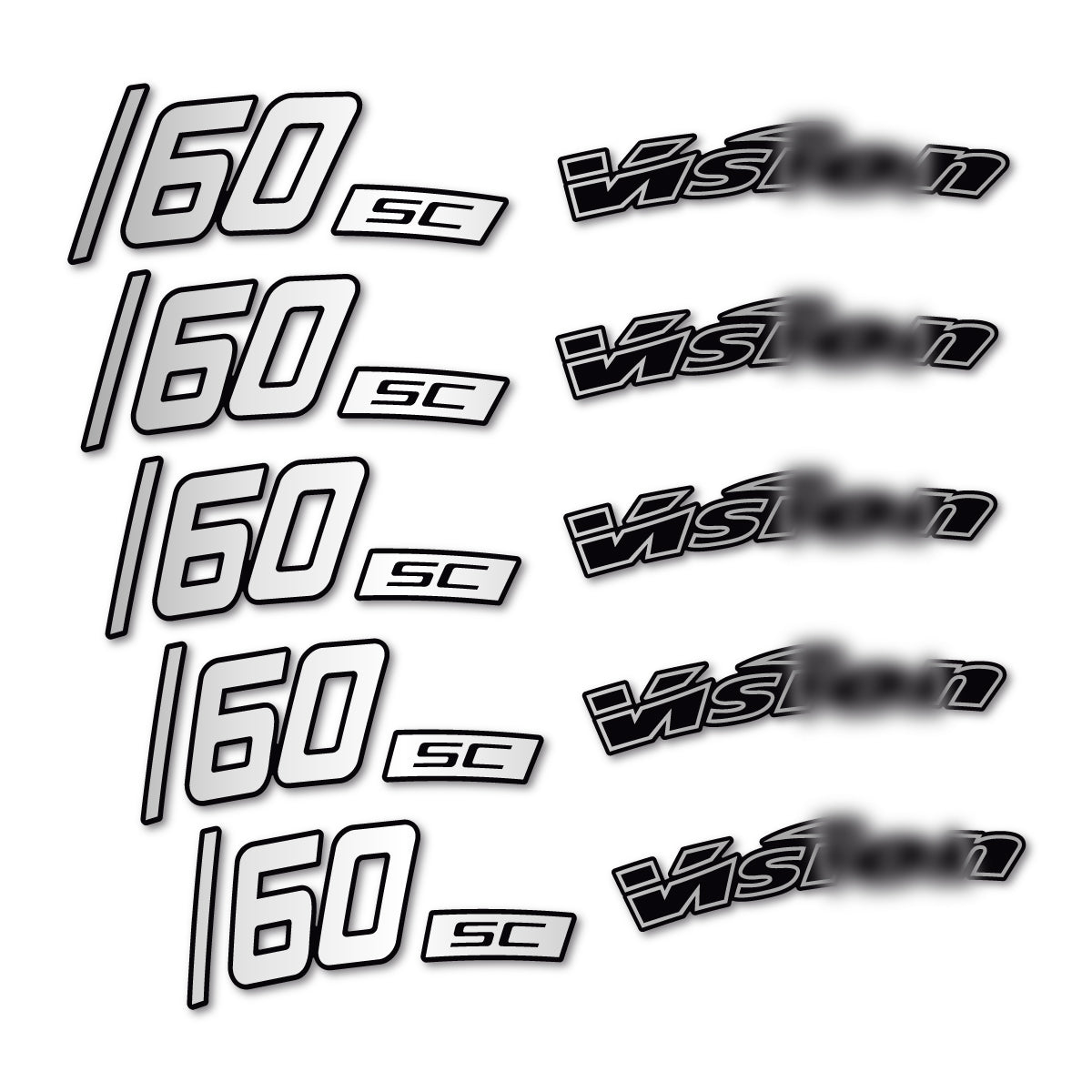 Stickers compatibles Visixn SC 60 i23 Disc pour jantes route 60 mm – autocollants vinyle - Argent